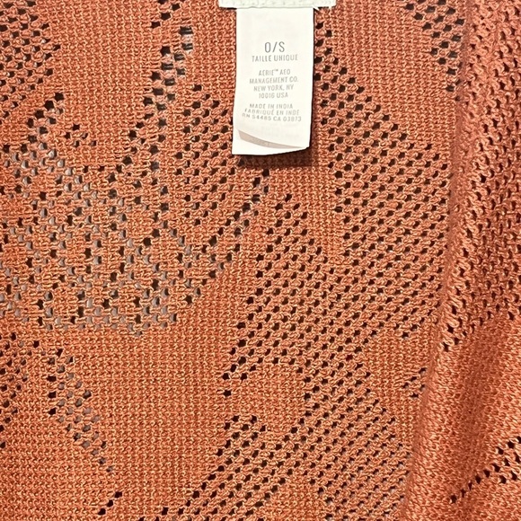 Aerie Kimono Cardigan In Rust Lightweight Floral Lace Open Swimsuit Cover-Up OS - Picture 4 of 4
